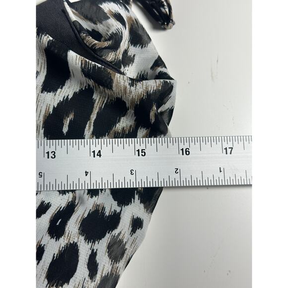 Wet Seal Leopard Ruffle Dress Size Medium Black White Spaghetti Adjustable Strap - Picture 8 of 10
